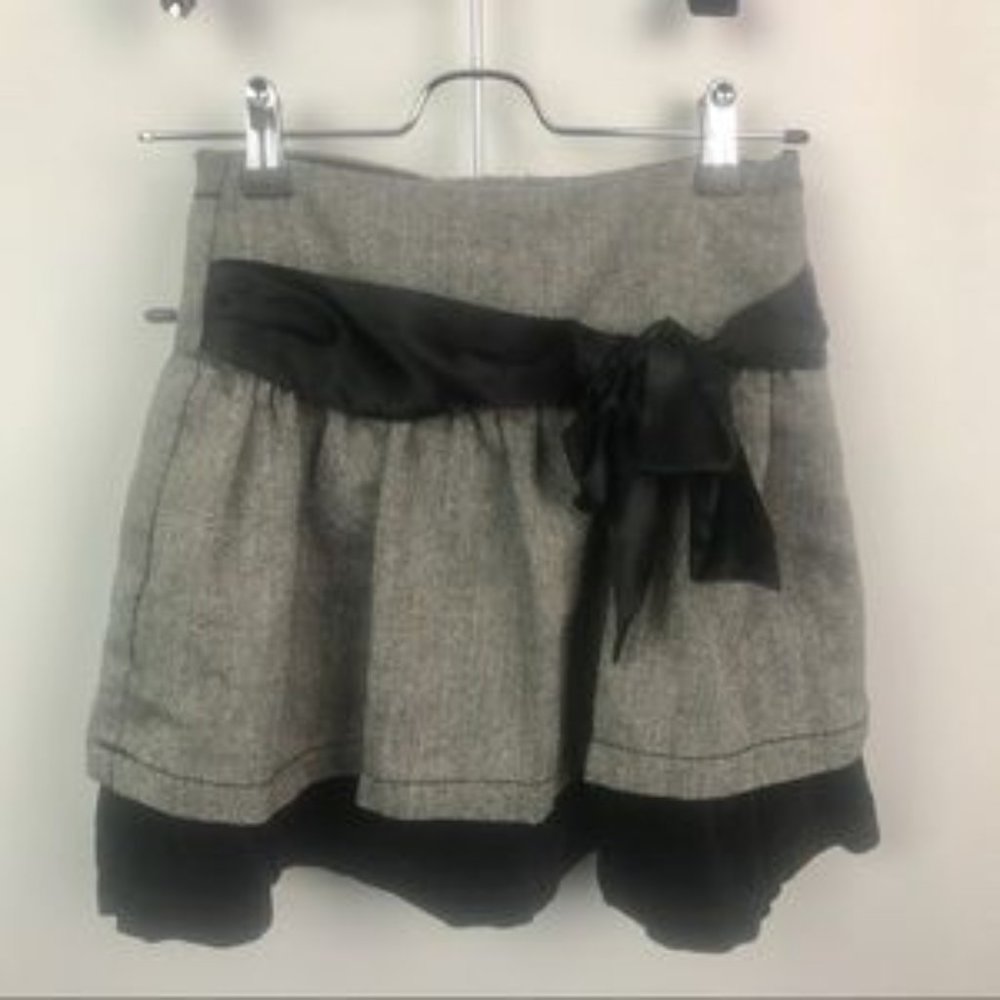 Cherokee Tweed and Velvet Skirt, gray/black
